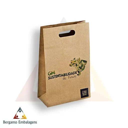 Sacolas de papel kraft naturais e personalizadas
